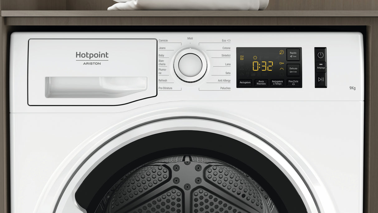asciugatrice a pompa di calore a carica frontale hotpoint ntm1192wkit 9 kg a__