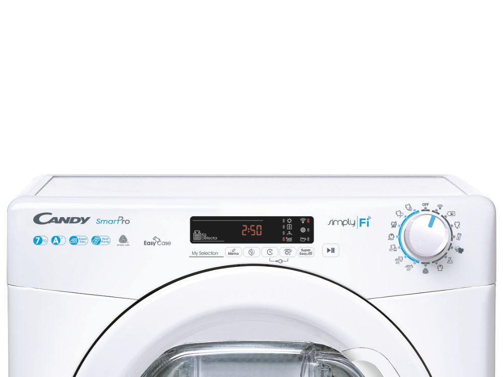 asciugatrice a pompa di calore slim 7 kg candy smart pro cso4h7a1de s axlxp 85x60x46 wi fi _ ble cicli rapidi cso4 h7a1de s classe energetica a_