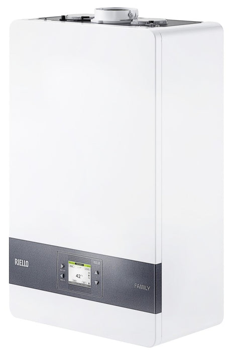 caldaia riello family 25 kis a condensazione completa di kit scarico fumi low nox metano hybrid ready   novita