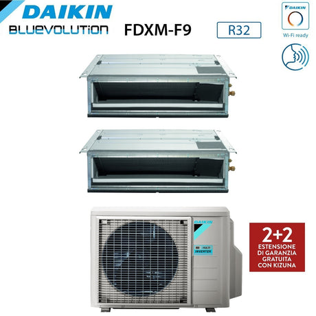 climatizzatore condizionatore daikin bluevolution dual split canalizzato canalizzabile inverter serie fdxm f9 9_9 con 2mxm40m r 32 wi fi optional 9000_9000 garanzia italiana