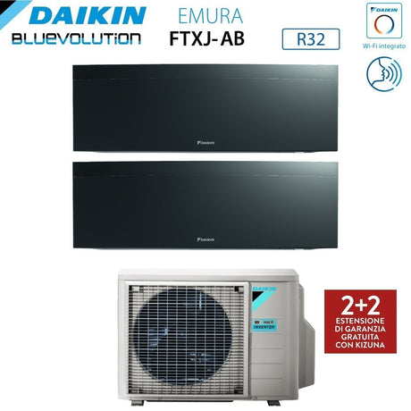 climatizzatore condizionatore daikin bluevolution dual split inverter serie emura black iii 9_12 con 2mxm68n r 32 wi fi integrato 9000_12000 colore nero garanzia italiana