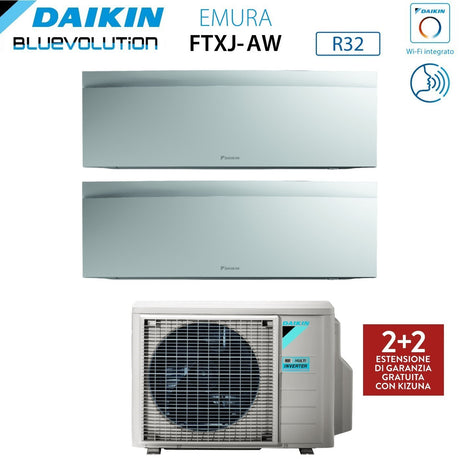 climatizzatore condizionatore daikin bluevolution dual split inverter serie emura white iii 7_7 con 2mxm40n r 32 wi fi integrato 7000_7000 colore bianco opaco garanzia italiana