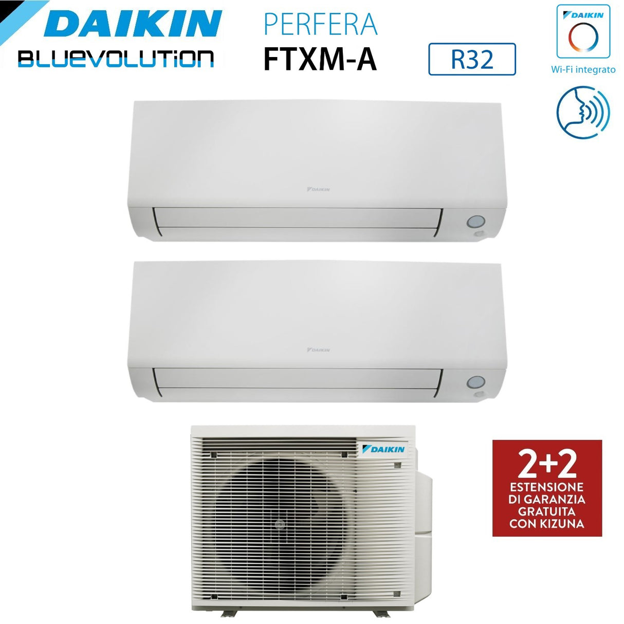 climatizzatore condizionatore daikin bluevolution dual split inverter serie perfera all season 9+9 con 2mxm50a r 32 wi fi integrato 9000+9000 garanzia italiana