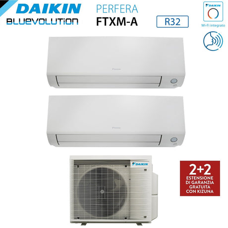 climatizzatore condizionatore daikin bluevolution dual split inverter serie perfera all season 9+9 con 2mxm50a r 32 wi fi integrato 9000+9000 garanzia italiana