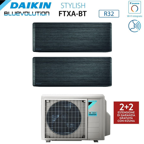 climatizzatore condizionatore daikin bluevolution dual split inverter serie stylish real blackwood 9_9 con 2mxm40m n r 32 wi fi integrato 9000_9000 colore legno nero garanzia italiana
