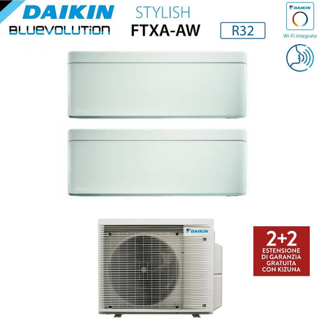 climatizzatore condizionatore daikin bluevolution dual split inverter serie stylish white 7_15 con 2mxm50m9 n r 32 wi fi integrato 7000_15000 colore bianco garanzia italiana