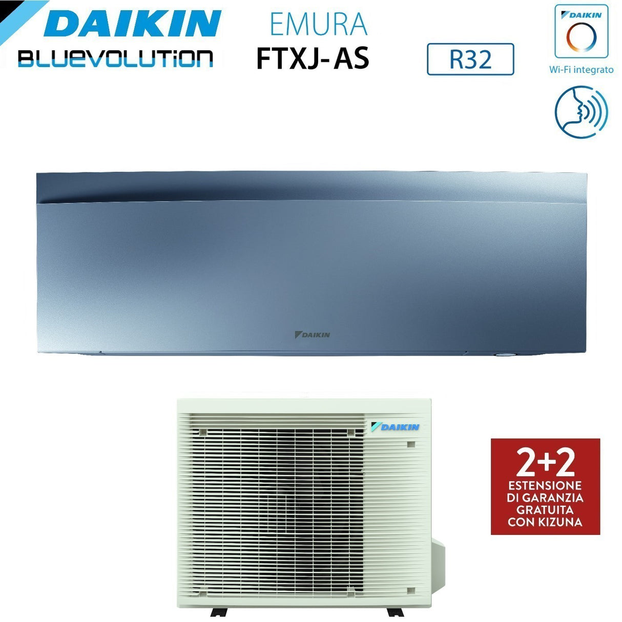 climatizzatore condizionatore daikin bluevolution inverter serie emura silver 15000 btu ftxj42as r 32 wi fi integrato classe a__ garanzia italiana novita