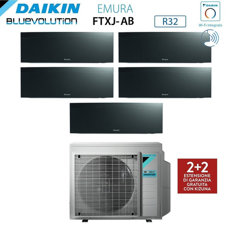 climatizzatore condizionatore daikin bluevolution penta split inverter serie emura black iii 9_9_9_9_12 con 5mxm90n r 32 wi fi integrato 9000_9000_9000_9000_12000 colore nero garanzia italiana