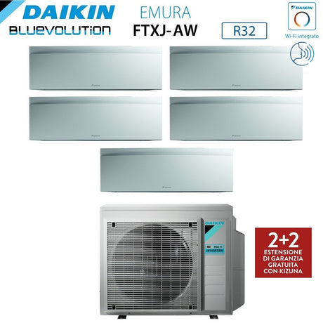climatizzatore condizionatore daikin bluevolution penta split inverter serie emura white iii 9_9_9_12_12 con 5mxm90n r 32 wi fi integrato 9000_9000_9000_12000_12000 colore bianco garanzia italiana