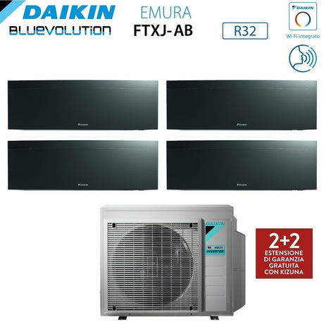 climatizzatore condizionatore daikin bluevolution quadri split inverter serie emura black iii 7_7_9_15 con 4mxm68n r 32 wi fi integrato 7000_7000_9000_15000 colore nero garanzia italiana
