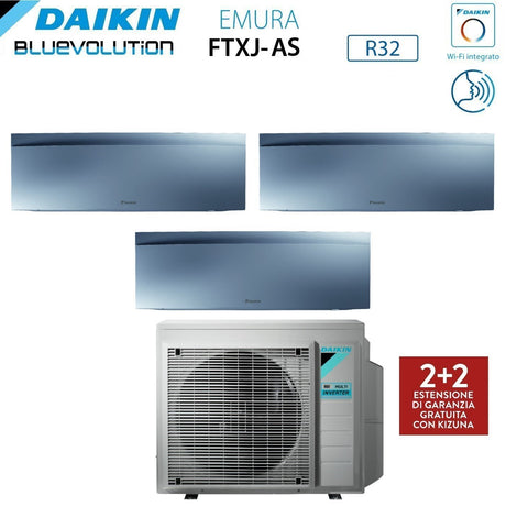 climatizzatore condizionatore daikin bluevolution trial split inverter serie emura silver iii 9_9_12 con 3mxm52n r 32 wi fi integrato 9000_9000_12000 colore argento garanzia italiana
