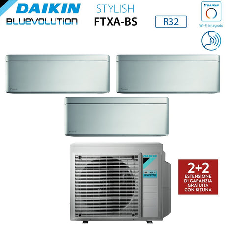 climatizzatore condizionatore daikin bluevolution trial split inverter serie stylish total silver 9_12_18 con 3mxm68n r 32 wi fi integrato 9000_12000_18000 colore grigio garanzia italiana