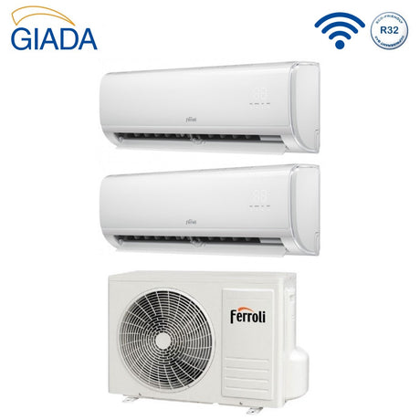 climatizzatore condizionatore dual split inverter ferroli giada m 9000_18000 btu con 27 3 wi fi integrato alexa e google home 9_18 novita