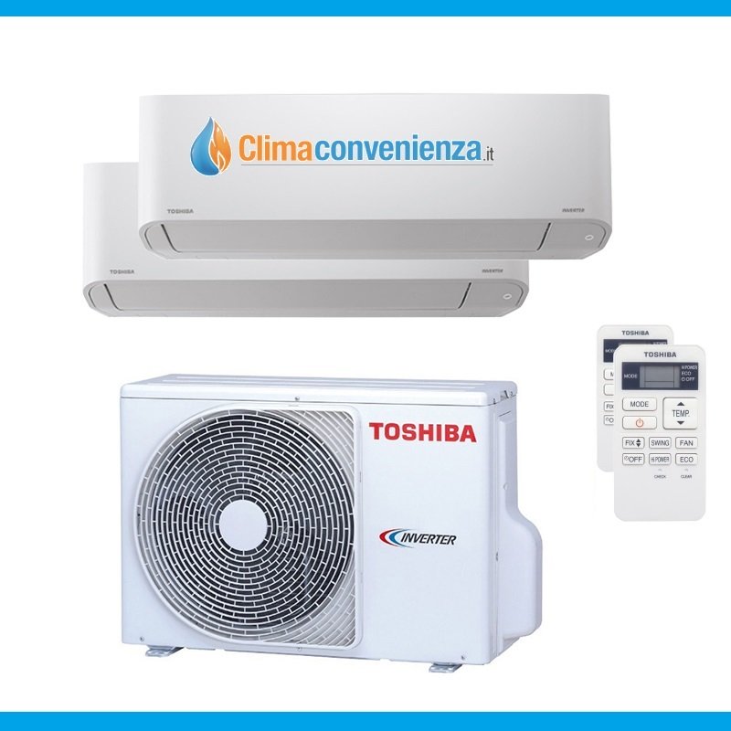 climatizzatore condizionatore dual split inverter toshiba mirai r32 13000_16000 con ras 2m18u2avg e 13_16 btu