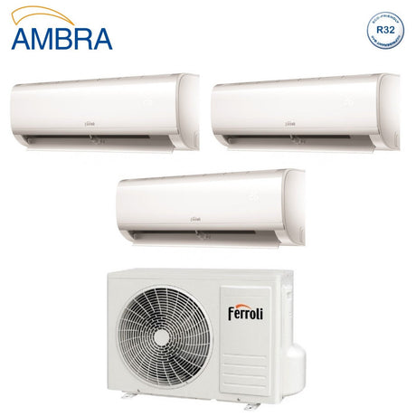 climatizzatore condizionatore ferroli trial split inverter serie ambra m 9_12_18 con 28 4 r 32 wi fi integrato 9000_12000_18000