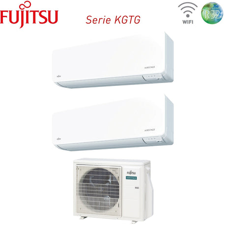 climatizzatore condizionatore fujitsu dual split inverter serie kg 12_12 con aoyg18kbta2 r 32 wi fi integrato 12000_12000