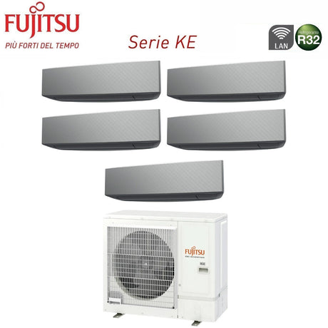climatizzatore condizionatore fujitsu penta split inverter serie ke silver 9_9_12_12_12 con aoyg36kbta5 r 32 wi fi integrato 9000_9000_12000_12000_12000 colore argento