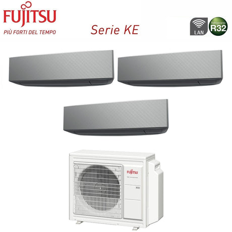 climatizzatore condizionatore fujitsu trial split inverter serie ke silver 9_12_12 con aoyg24kbta3 r 32 wi fi integrato 9000_12000_12000 colore bianco