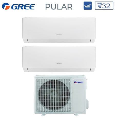 climatizzatore condizionatore gree dual split inverter serie pular 9_12 con gwhd 14 nk6no r 32 wi fi integrato 9000_12000