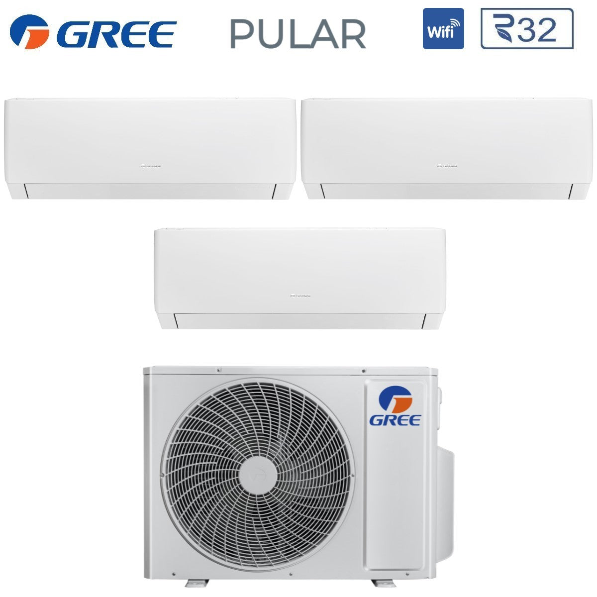 climatizzatore condizionatore gree trial split inverter serie pular 9_12_12 con gwhd 24 nk6no r 32 wi fi integrato 9000_12000_12000