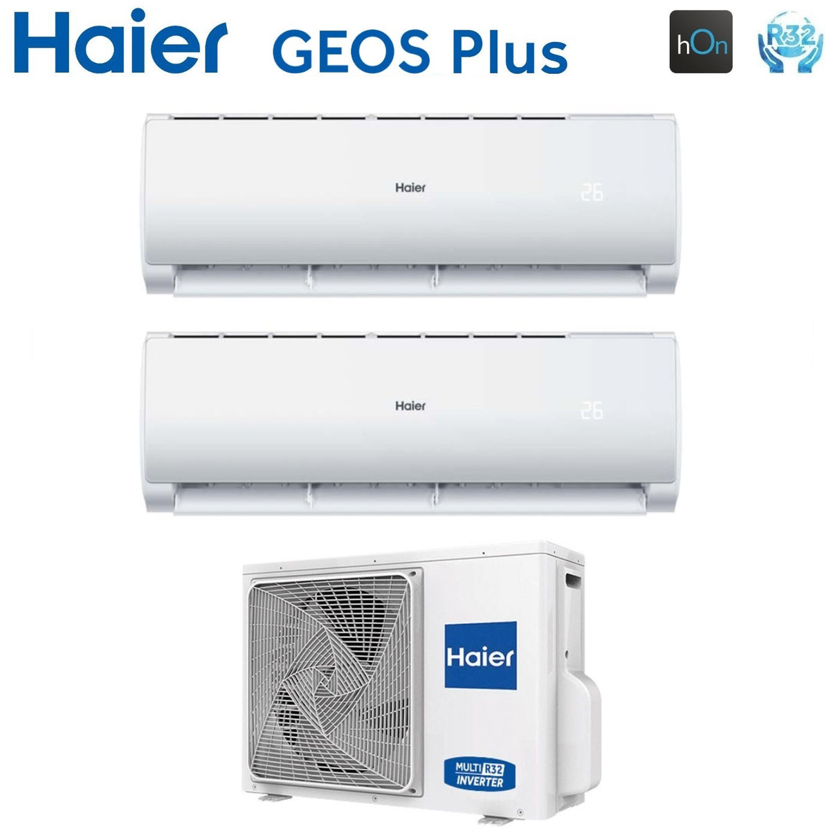 climatizzatore condizionatore haier dual split inverter serie geos 9_12 con 2u50meffra r 32 9000_12000