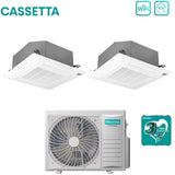 climatizzatore condizionatore hisense dual split a cassetta 12_18 con 3amw72u4rfa r 32 wi fi optional 12000_18000 con telecomando e pannello incluso novita