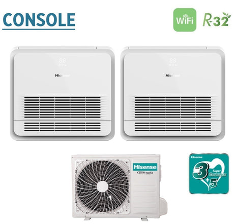 climatizzatore condizionatore hisense dual split console 9_9 con 2amw52u4rxc r 32 wi fi optional telecomando di serie incluso 9000_9000