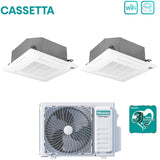 climatizzatore condizionatore hisense dual split inverter a cassetta 9_12 con 2amw42u4rgc r 32 wi fi optional 9000_12000 con telecomando e pannello incluso