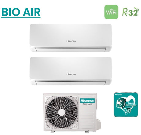 climatizzatore condizionatore hisense dual split inverter serie bio air 9_9 con 2amw42u4rgc r 32 wi fi integrato 9000_9000