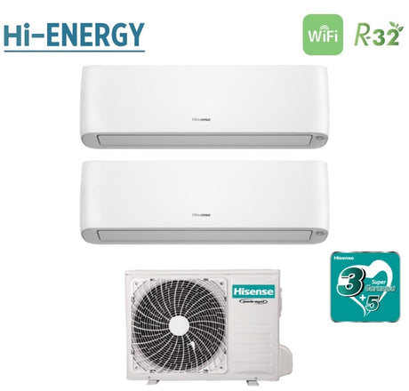 climatizzatore condizionatore hisense dual split inverter serie hi energy 9_9 con 2amw42u4rgc r 32 wi fi integrato 9000_9000 novita