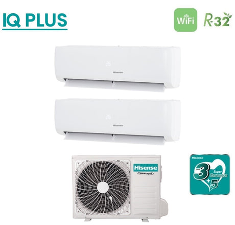 climatizzatore condizionatore hisense dual split inverter serie iq plus 9+9 con 2amw42u4rgc r 32 wi fi integrato 9000+9000