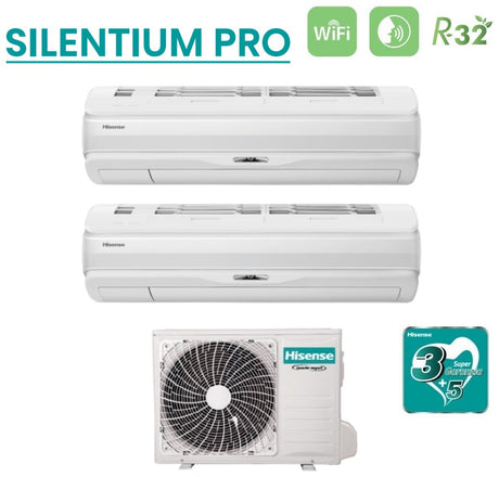 climatizzatore condizionatore hisense dual split inverter serie silentium pro 9_12 con 2amw42u4rra r 32 wi fi integrato 9000_12000 novita 2020