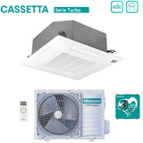 climatizzatore condizionatore hisense inverter a cassetta serie turbo 9000 btu act26ur4rcc8 _ auw26u4rs8 r 32 wi fi optional classe a__ a_ con telecomando e pannello incluso