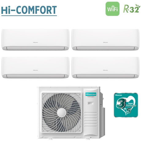 climatizzatore condizionatore hisense quadri split inverter serie hi comfort 9_9_9_18 con 4amw105u4raa r 32 wi fi integrato 9000_9000_9000_18000 novita
