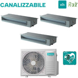 climatizzatore condizionatore hisense trial split inverter canalizzato canalizzabile 9+9+12 con 3amw52u4rja r 32 wi fi optional 9000+9000+12000 con telecomando di serie e cablato incluso