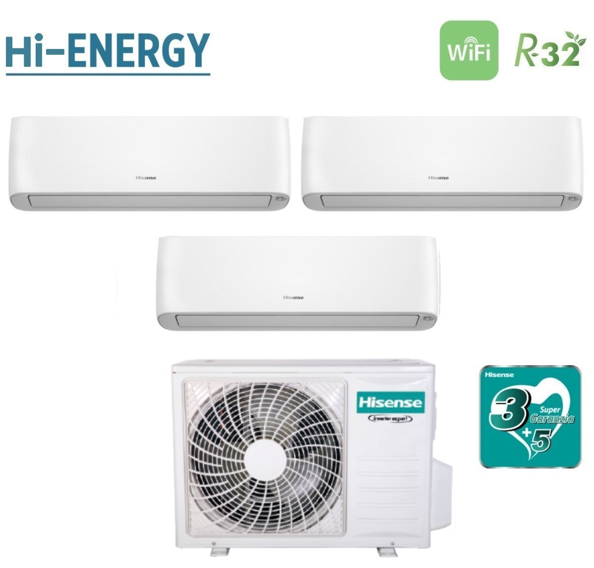 climatizzatore condizionatore hisense trial split inverter serie hi energy 9_9_9 con 3amw52u4rja r 32 wi fi integrato 9000_9000_9000 novita