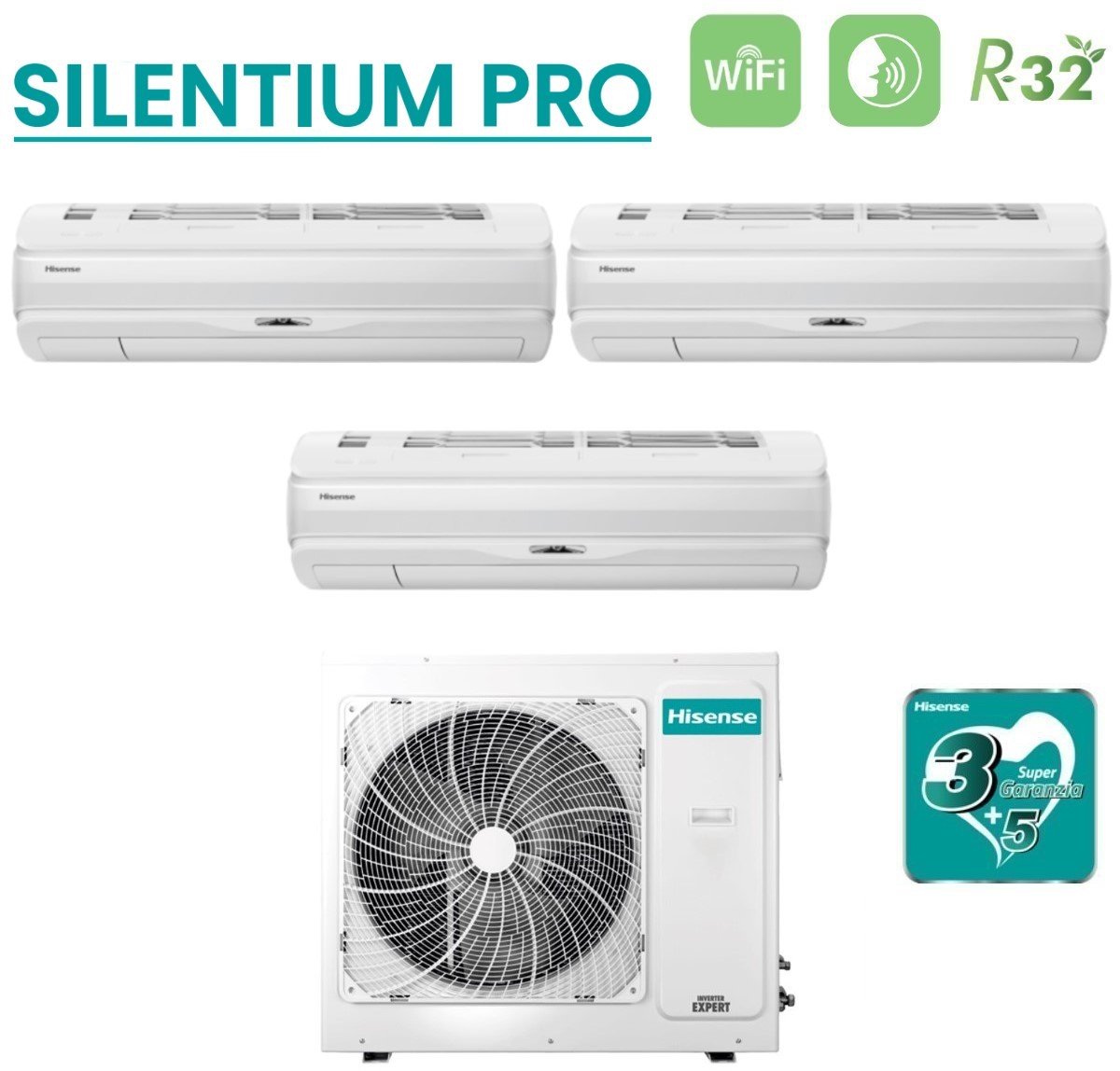 climatizzatore condizionatore hisense trial split inverter serie silentium pro 9_9_9 con 3amw72u4rfa r 32 wi fi integrato 9000_9000_9000 novita 2020 4310