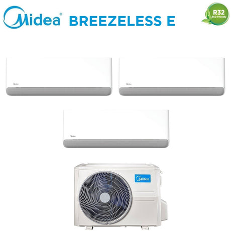 climatizzatore condizionatore midea trial split inverter serie breezeless e 9+9+12 con m3oa 27hfn8 q r 32 wi fi integrato 9000+9000+12000