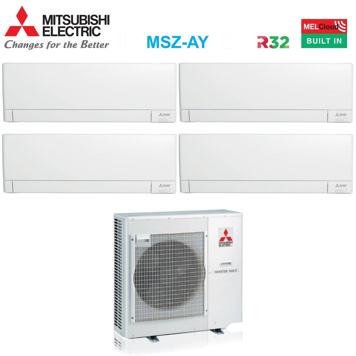 climatizzatore condizionatore mitsubishi electric quadri split inverter linea plus serie msz ay 9_9_9_9 con mxz 4f80vf r 32 wi fi integrato 9000_9000_9000_9000