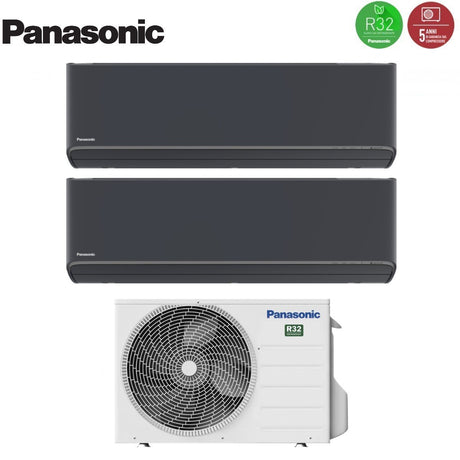 climatizzatore condizionatore panasonic dual split inverter serie etherea dark 9_9 con cu 2z50tbe r 32 wi fi integrato colore grigio grafite 9000_9000