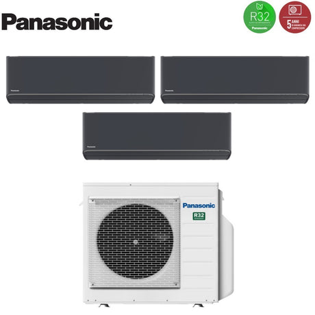 climatizzatore condizionatore panasonic trial split inverter serie etherea dark 7_7_7 con cu 3z52tbe r 32 wi fi integrato colore grigio grafite 7000_7000_7000