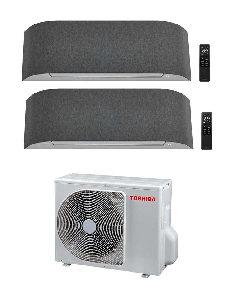 climatizzatore condizionatore toshiba dual split inverter serie haori 13000_16000 12000_15000 con ras 2m18u2avg e wi fi integrato grigio chiaro grigio scuro 13_16 12_15 novita