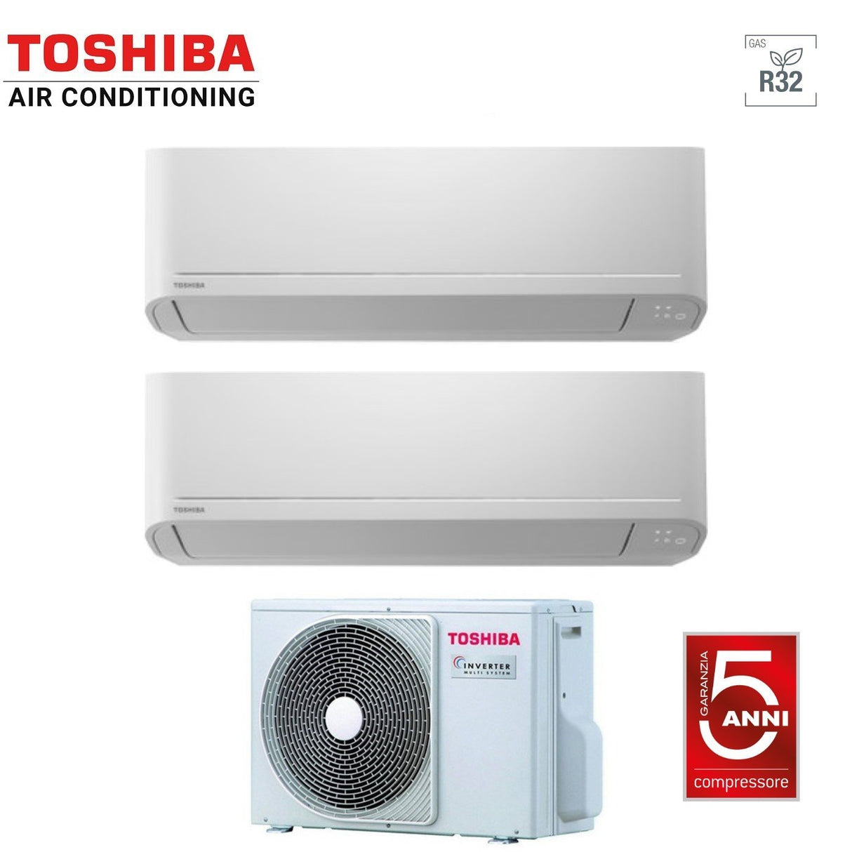 climatizzatore condizionatore toshiba dual split inverter serie seiya 13_13 con ras 3m18u2avg e r 32 wi fi optional 13000_13000