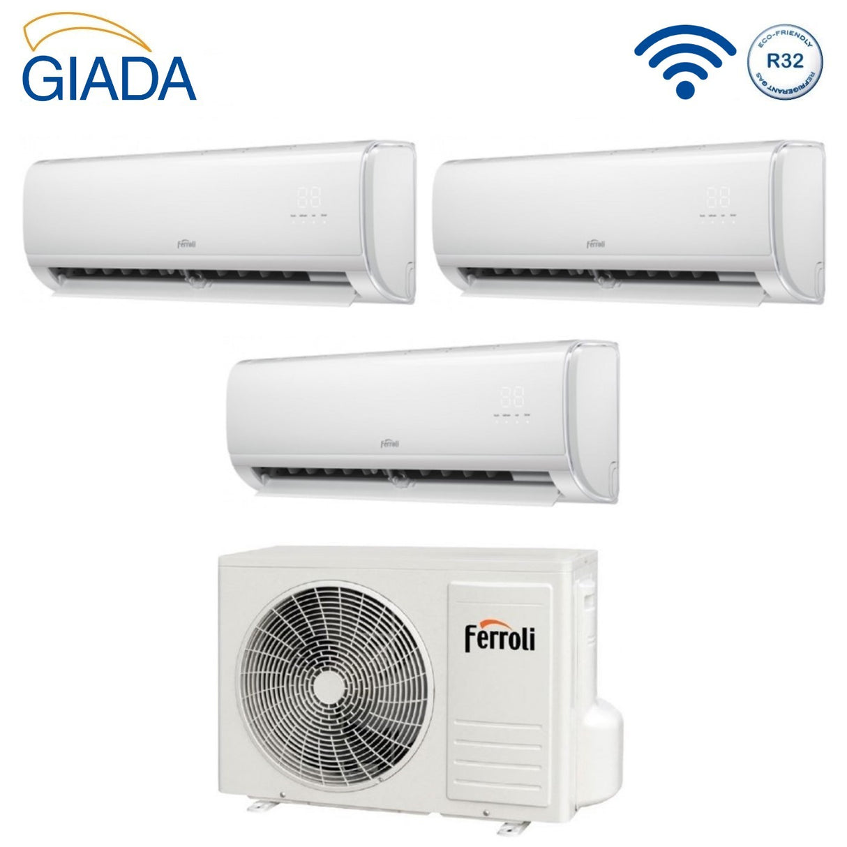 climatizzatore condizionatore trial split inverter ferroli giada m 9000_12000_12000 btu con 27 3 wi fi integrato alexa e google home 9_12_12 novita
