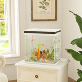 easycomfort easycomfort acquario per pesci rossi 26l con luci led sistema di filtraggio e pompa dacqua 38x26x38 cm bianco