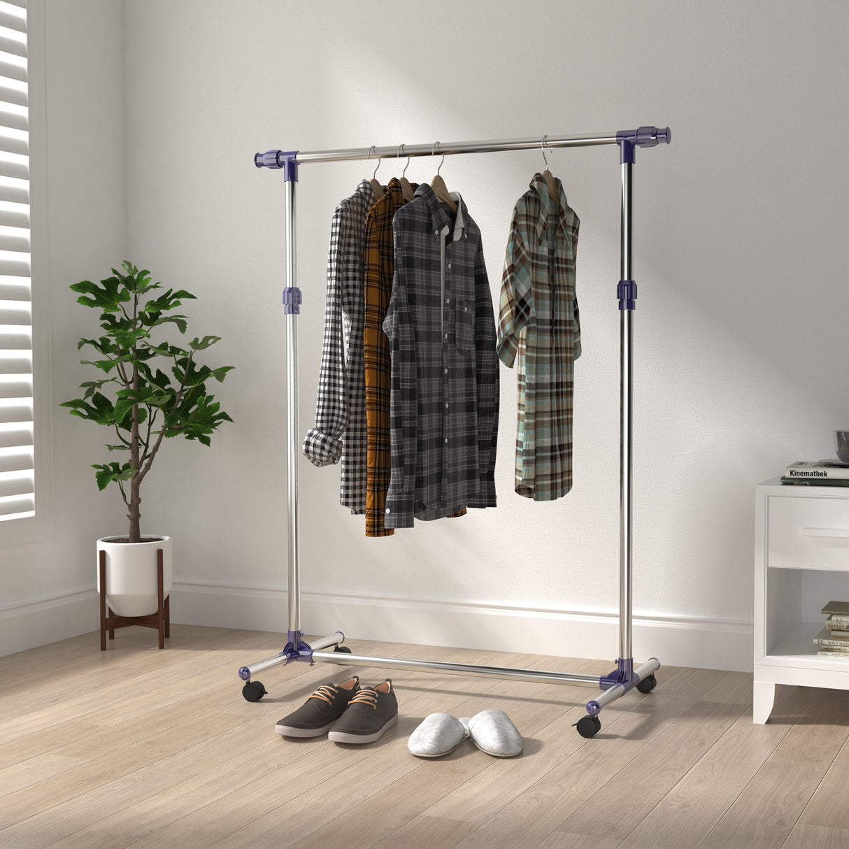 easycomfort easycomfort appendiabiti stender porta abiti singolo per vestiti in acciaio inox su ruote larghezza e altezza regolabili ean 8054111842938