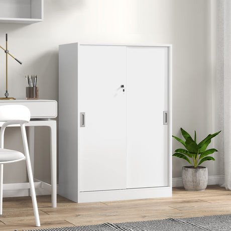 easycomfort easycomfort armadietto da ufficio a 3 ripiani con 2 chiavi di sicurezza in truciolato 80x40x120 cm bianco