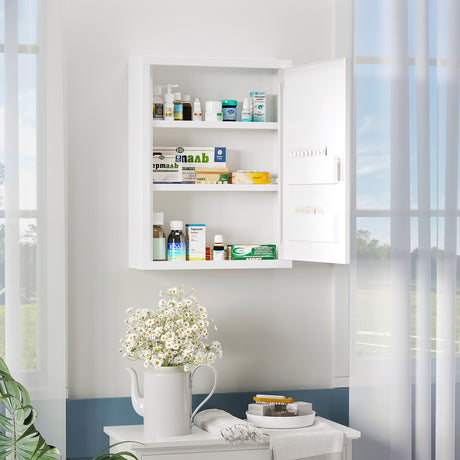 easycomfort easycomfort armadietto medicinali a parete con 2 ripiani e 2 chiavi in acciaio 40x15x53 5 cm bianco