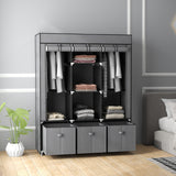 easycomfort easycomfort armadio in tessuto pieghevole con cassetti e ante avvolgibili con zip 125x43x162 5cm grigio scuro