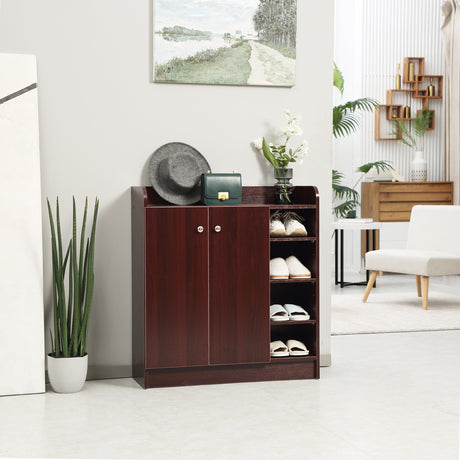 easycomfort easycomfort armadio scarpiera moderno e salvaspazio in legno per 12 paia con 4 ripiani aperti 83x30x90 cm color caffe
